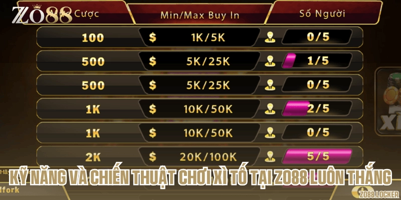 Kỹ năng và chiến thuật chơi xì tố tại Zo88 luôn thắng